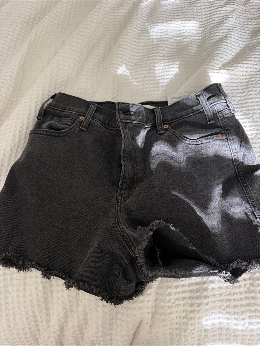 Levi's Black Raw-Hem Denim Shorts
